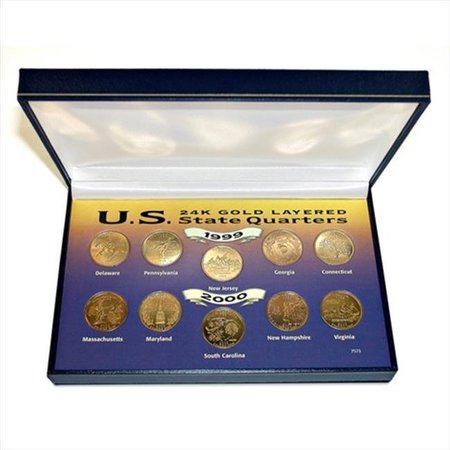 AMERICAN COIN TREASURES American Coin Treasures 7573 1999 and 2000 24kt Gold-Layered Statehood Quarter Collection 7573